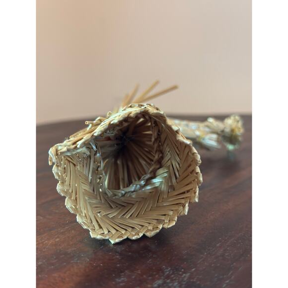 Vintage Boho Christmas Rattan Angels with Instruments Set of 4 - Picture 9 of 16